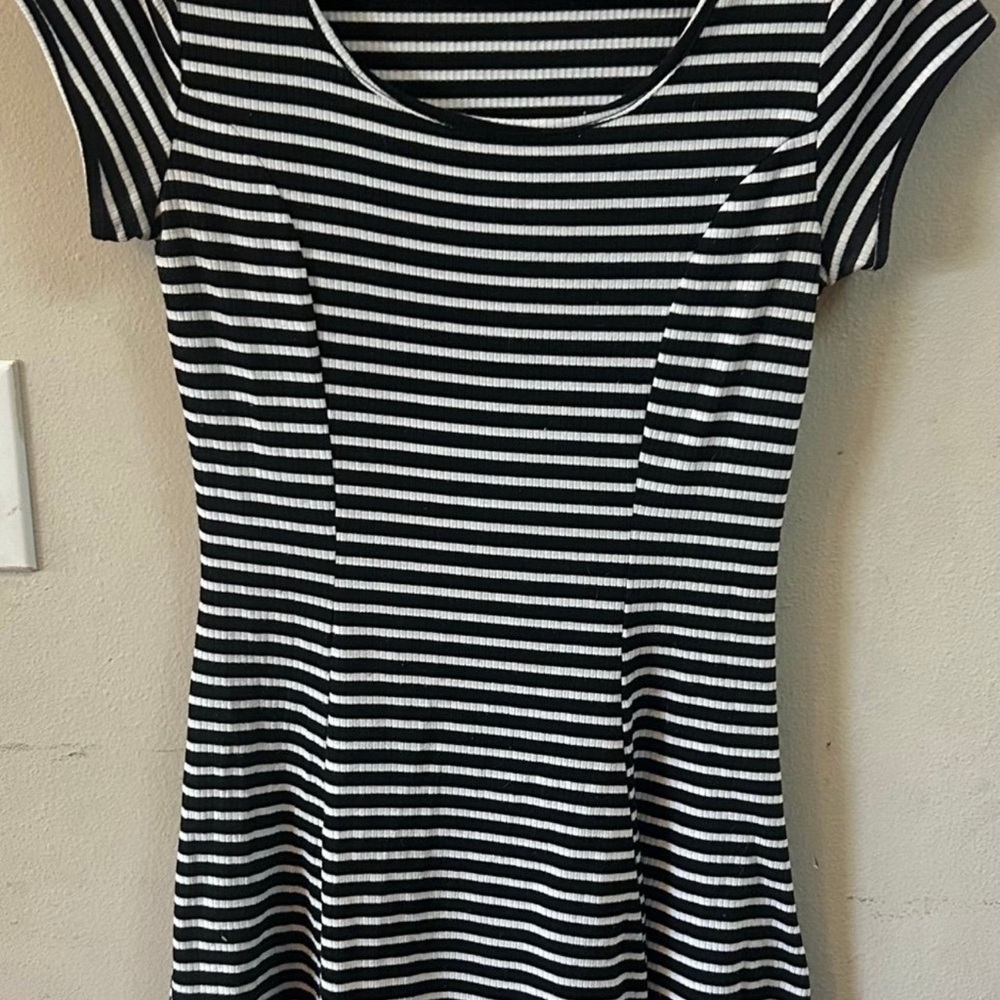 Black and White Striped mini Dress